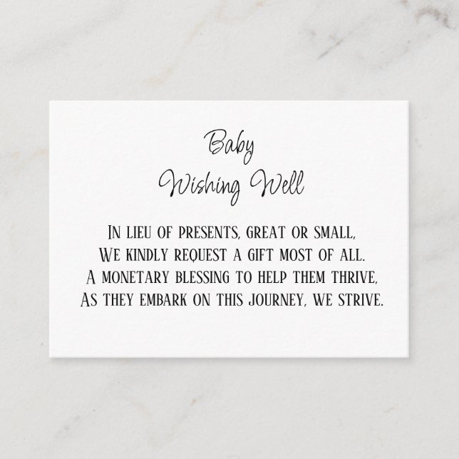 Minimalistisches Baby wünscht einen guten Geldbeit Begleitkarte (Vorderseite)