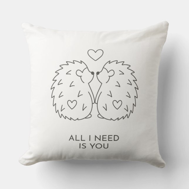 Minimalistisches BabyAnimal Couple Line Art-Weddin Kissen (Vorderseite)