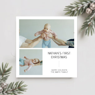 Minimalistisches Baby's First Christmas Foto Card Feiertagskarte