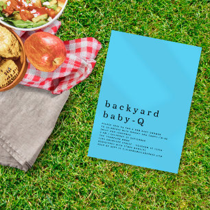 Minimalistisches Backyard Baby Q GRILLEN Dusche Bl Einladung