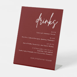 Minimalistisches Bar von Burgundy Wedding Drinks Sockelschild