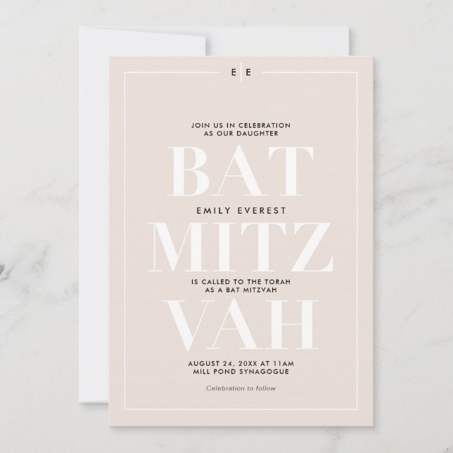 Minimalistisches Bat Mitzvah Einladung (Vorderseite)