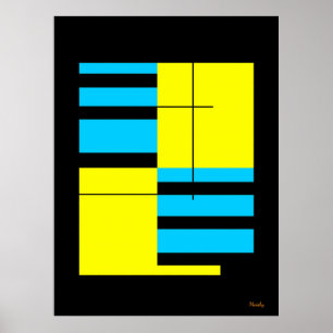 Minimalistisches Bauhaus in Gelb und Cyan Grid Poster
