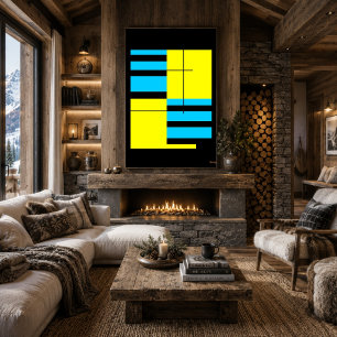Minimalistisches Bauhaus in Gelb und Cyan Grid Poster