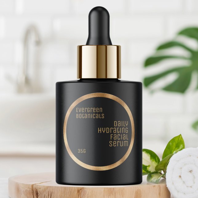 Minimalistisches Beauty-Etikett, schwarz und geweb Runder Aufkleber (Von Creator hochgeladen)