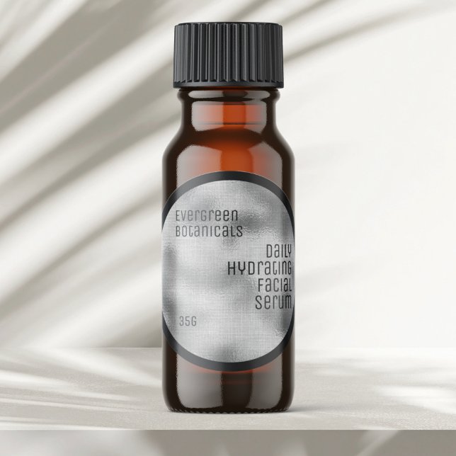 Minimalistisches Beauty-Etikett silber und schwarz Runder Aufkleber (Von Creator hochgeladen)