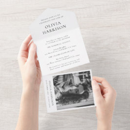 Minimalistisches Beerdigungsdenkmal-Foto Achtung E All In One Einladung