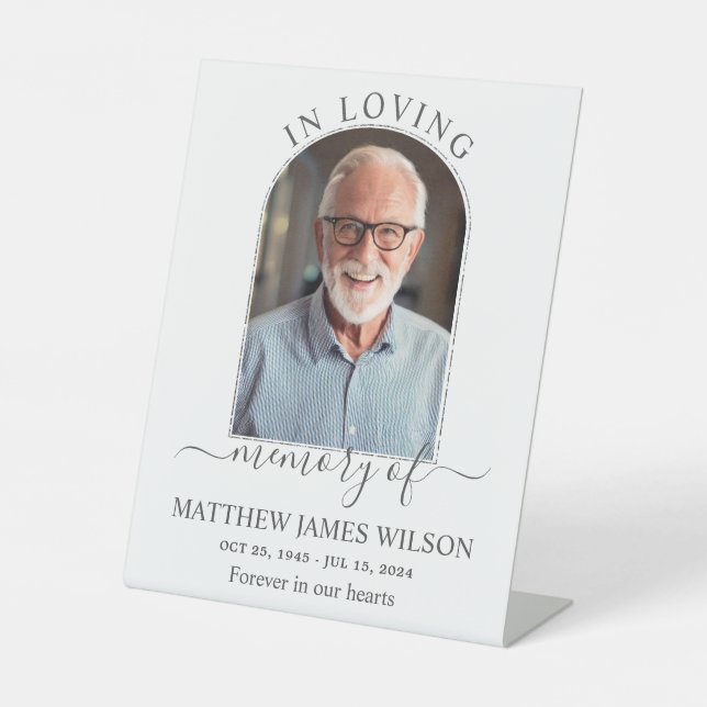 Minimalistisches Beerdigungsdenkmal für das Foto d Sockelschild (Vorderseite)