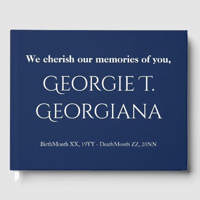 Minimalistisches Begräbnisgastbuch Gästebuch (Vorderseite)