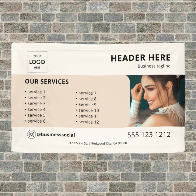 Minimalistisches Beige-Banner für Geschäftslogos Banner (Von Creator hochgeladen)