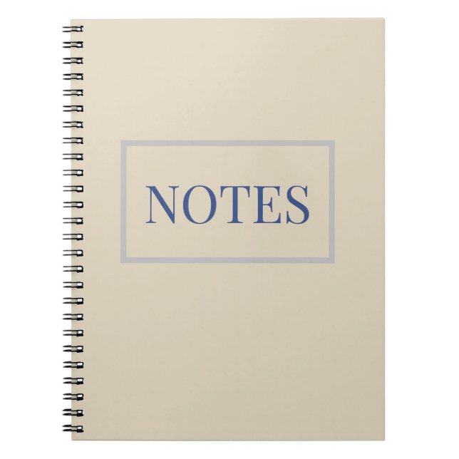 Minimalistisches Beige- und Blauheft Notizblock (Vorderseite)