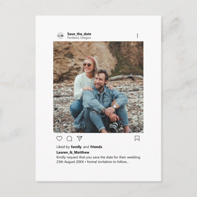 Minimalistisches benutzerdefiniertes Foto im Insta Ankündigungspostkarte (Vorderseite)