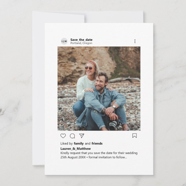 Minimalistisches benutzerdefiniertes Foto im Insta Save The Date (Vorderseite)