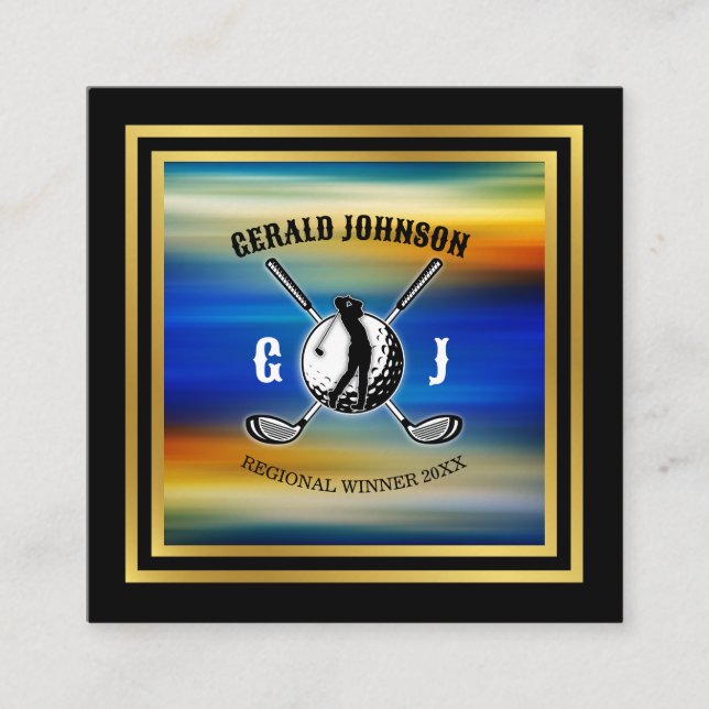 Minimalistisches, benutzerdefiniertes Golf Monogra Quadratische Visitenkarte (Vorderseite)