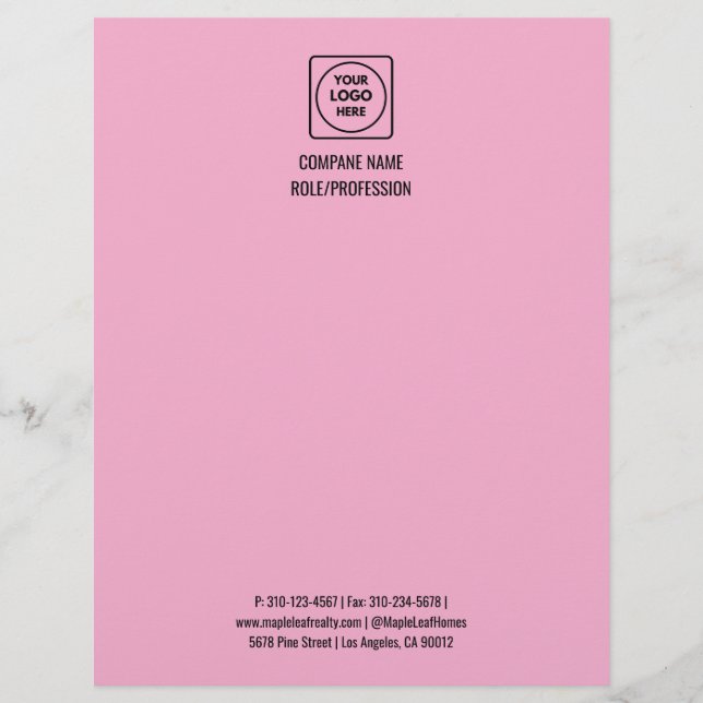 Minimalistisches benutzerdefiniertes Logo-Text-Pro Briefbogen (Vorderseite)