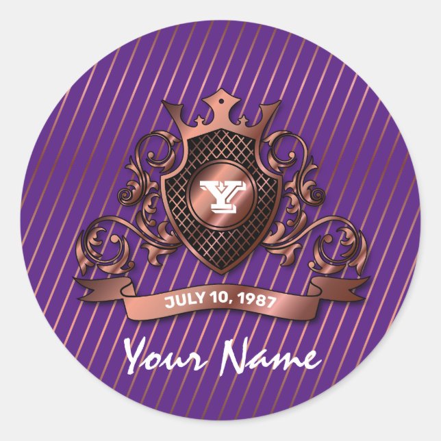 Minimalistisches, benutzerdefiniertes Monogramm-De Runder Aufkleber (Vorderseite)