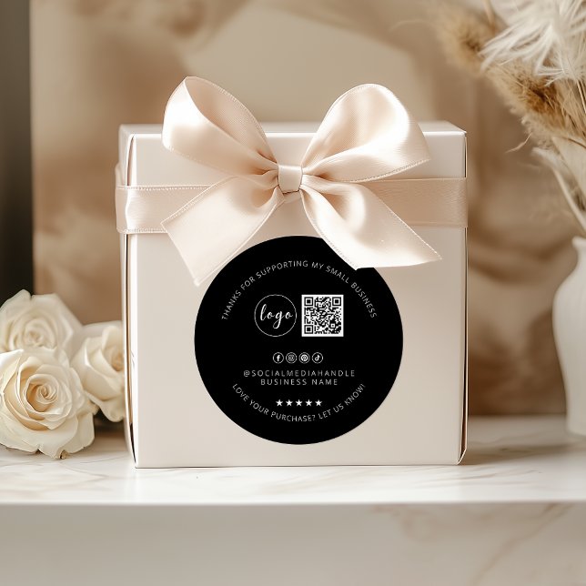 Minimalistisches benutzerdefiniertes Schwarz Danke Runder Aufkleber (Minimalist Custom Black Thank You Sticker)