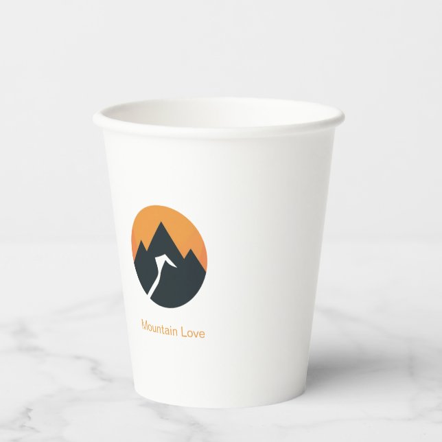 Minimalistisches Berg-Sonnenuntergangs-Design Pappbecher (Vorderseite)