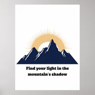 Minimalistisches Berg- und Sonnenstrahl-Design Poster