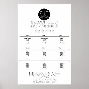 Minimalistisches Berggipfel-Logo Sitzplan Poster