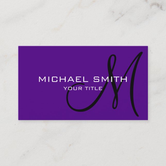 Minimalistisches Berufliches Indigo-Monogramm Visitenkarte (Vorderseite)