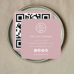 Minimalistisches Berufliches Logo Qr Code Dusty Ro Quadratische Visitenkarte