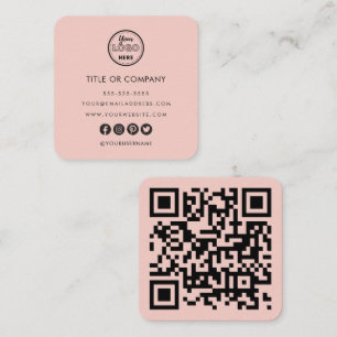 Minimalistisches Berufliches Logo QR-Code Rosa Quadratische Visitenkarte