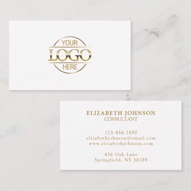 Minimalistisches Berufliches Logo von White Gold C Visitenkarte (Vorne/Hinten)