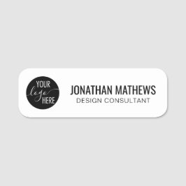 Minimalistisches Berufliches White Company Logo Namensschild