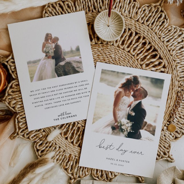 Minimalistisches Best Day Ever Wedding Foto Ankündigung (Von Creator hochgeladen)