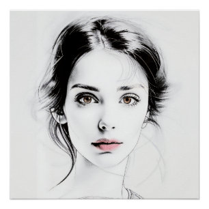 Minimalistisches Bild eines Mädchens Poster