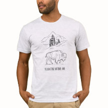 Minimalistisches Bison im Berglandschaft Shirt