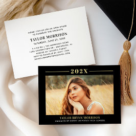 Minimalistisches Black and Gold Abschluss Foto 202 Folieneinladung