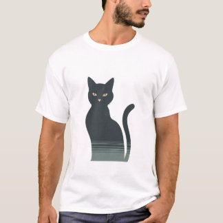 Minimalistisches Black Cat Retro ästhetisches Desi T-Shirt