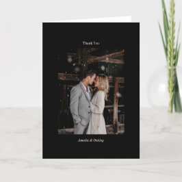 Minimalistisches Black Chic Elegantes Hochzeitssze Dankeskarte