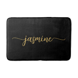 Minimalistisches Black Gold Girl Monogram Name Scr Badematte