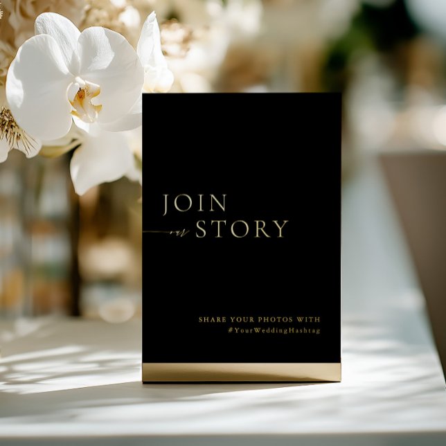 Minimalistisches Black & Gold Hashtag-Zeichen Folieneinladung (Minimalist Black & Gold Hashtag Sign Foil I)