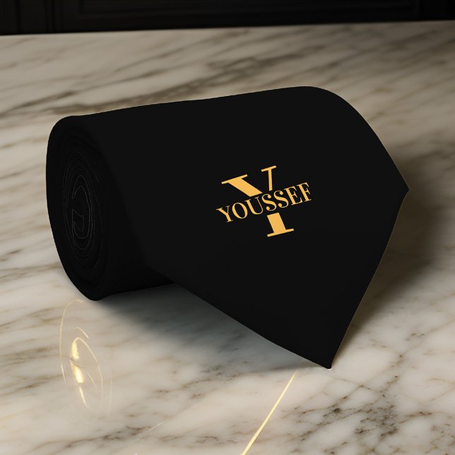 Minimalistisches Black Gold Mit Monogramm Krawatte (Von Creator hochgeladen)