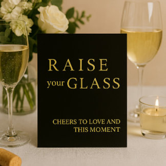 Minimalistisches Black & Gold Wedding Bar Sign Folien Feiertagskarte