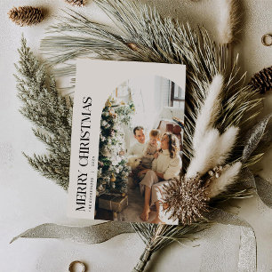 Minimalistisches Black & Ivory Weihnachts-Foto Feiertagskarte