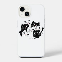 Minimalistisches Black & White Cat Telefon