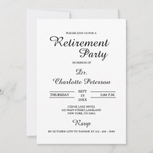 Minimalistisches Black & White Doctor Retirement P Einladung