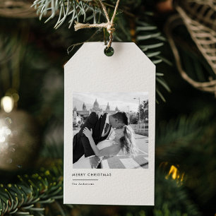 Minimalistisches Black & White Foto Weihnachtsgesc Geschenkanhänger