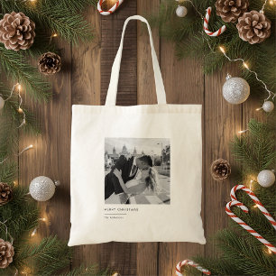 Minimalistisches Black & White Foto Weihnachtsgesc Tragetasche