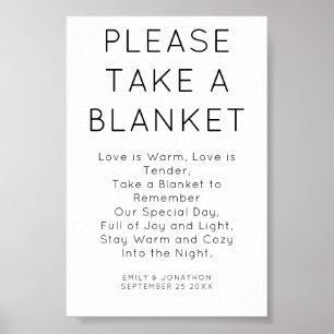Minimalistisches Blanket-Hochzeitszeichen Poster