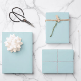 Minimalistisches blass Aqua Blau solide schlicht e Geschenkpapier Set