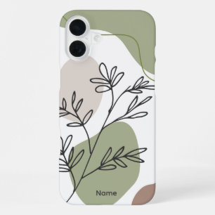 Minimalistisches Blatt – Erdige Töne, anpassbar iPhone 16 Plus Hülle