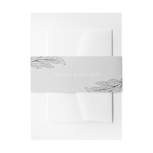 Minimalistisches Blatt | Hand Drawn Gray Wedding Einladungsbanderole (Vorderseite Beispiel)