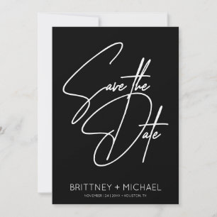 Minimalistisches Blatt Schwarz Save The Date