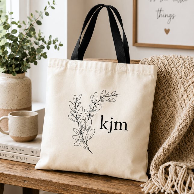 Minimalistisches Blattmonogramm  Tragetasche (Von Creator hochgeladen)